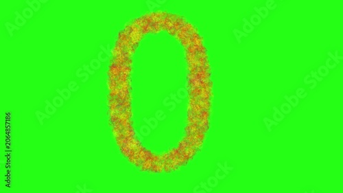 Golden Glitter Number 0 Animation on Green Screen Background