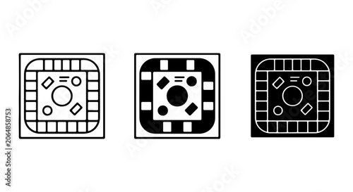 Board Game Icons Set, Abstract Game Board Symbols, Tabletop Entertainment Vector Graphics