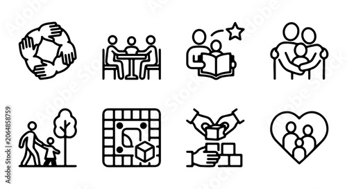 Family and Community Icons, People Together, Teamwork, Support, Love, Connection, Unity