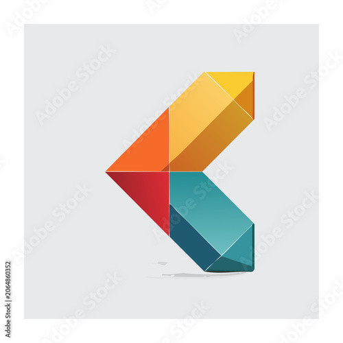 Colorful 3D Polygon Letter C Illustration