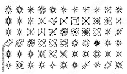 Canvastavla Futuristic Y2K Sparkle and Starburst Elements Vector Collection