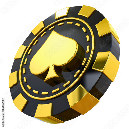 Black and Gold Spade Poker Chip