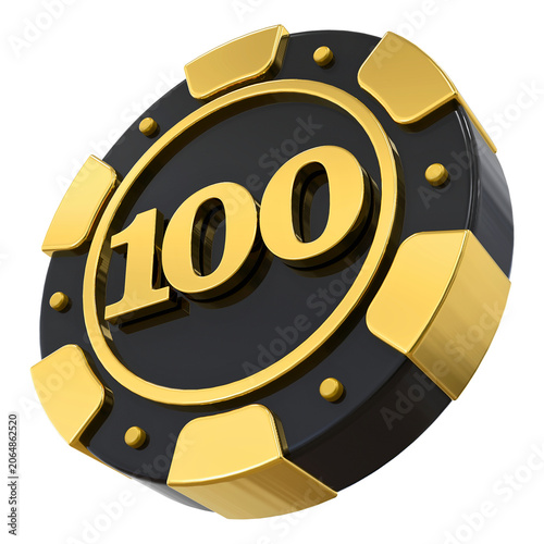 Black and Gold 100 Value Poker Chip