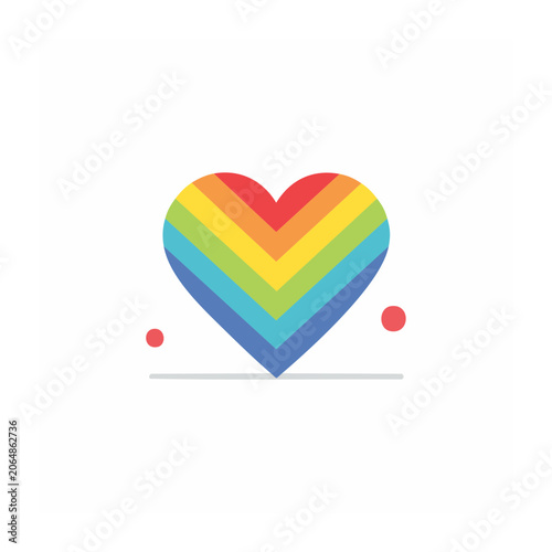 Rainbow Heart Icon in Flat Design