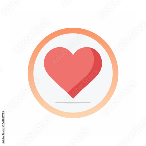 Red heart icon in orange circle on white background