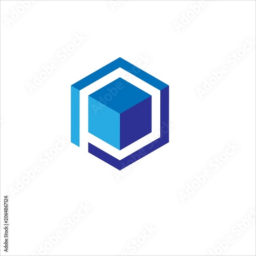 abstract blue cube logo