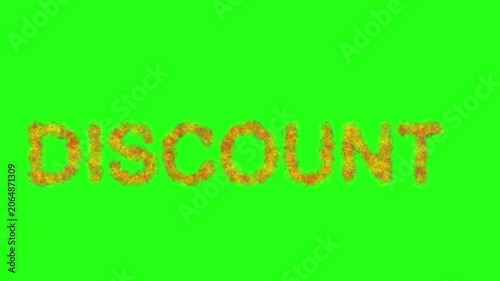 Animated Discount Text Effect with Fire Glow and Bold Typography on Transparent Background