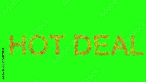 Hot Deal Fire Text Animation on Green Screen Background