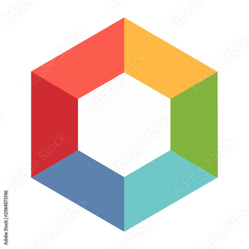 Colorful Hexagon Icon in Flat Design