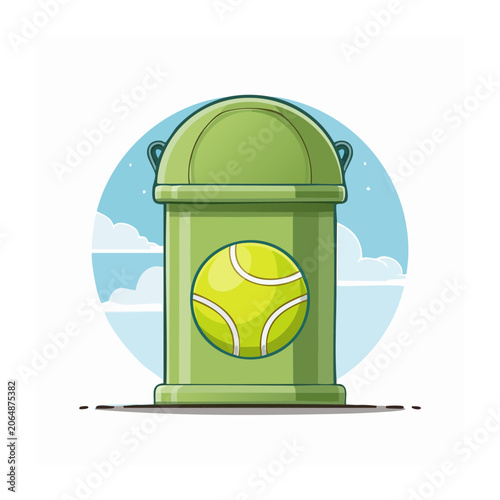 Modern green lamp with blue shade and yellow bulb