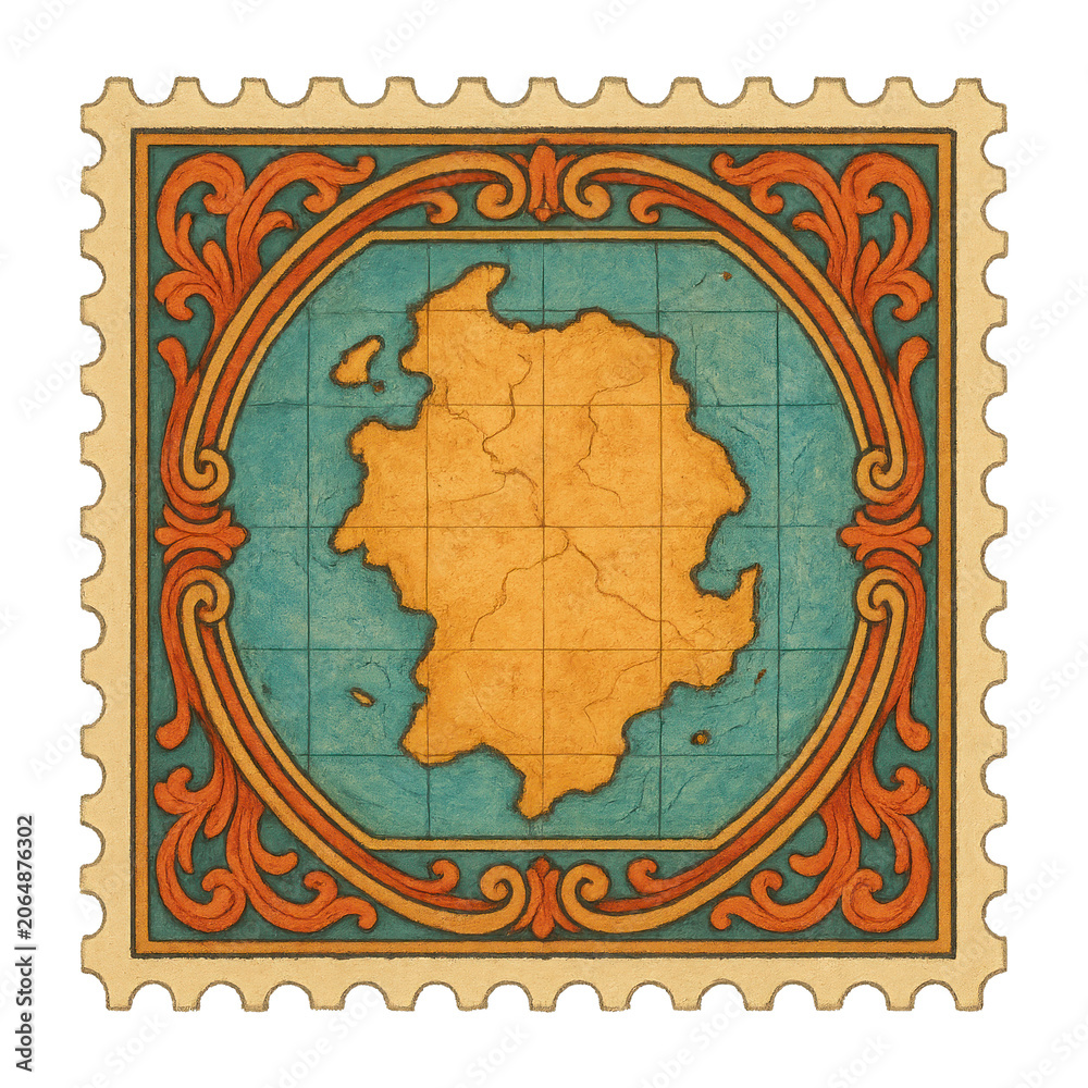 Obraz premium PNG Vintage map stamp illustration