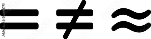 Foto Mathematical symbols for equal not equal and approximately equal