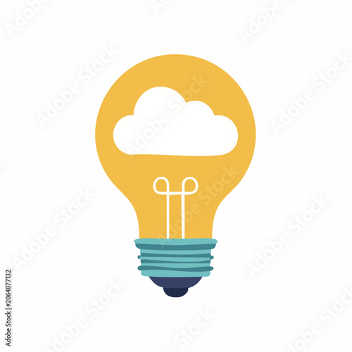 Light bulb with cloud inside, symbolizing ideas and innovation