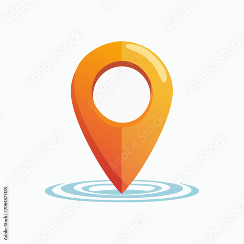 Orange Map Pin Icon on Water Ripples