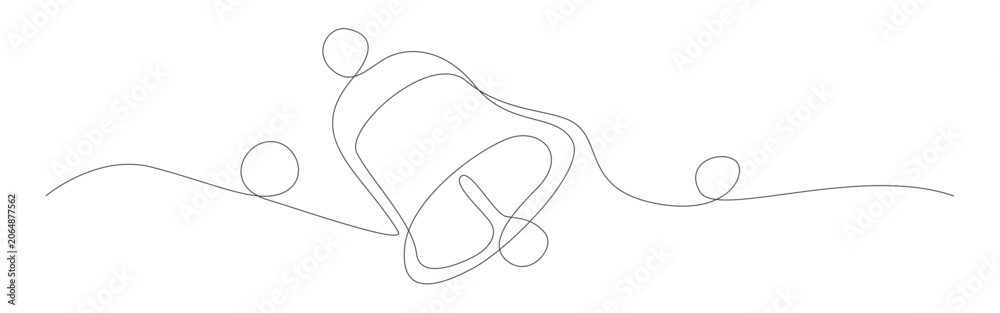 Obraz premium Continued line bell art features a minimalist monochrome icon vector design
