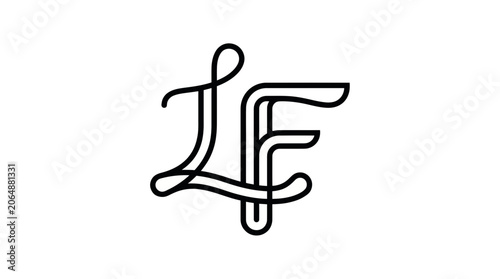 Fényképezés Minimalist line art monogram featuring letters l and f entwined
