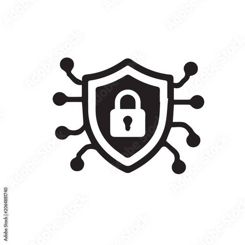 Network protection icon with shield representing cybersecurity infrastructure.
