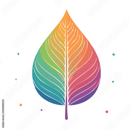 Rainbow Gradient Leaf Illustration