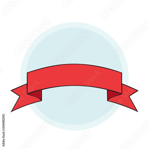 Red Curved Ribbon Banner Icon on Transparent Background