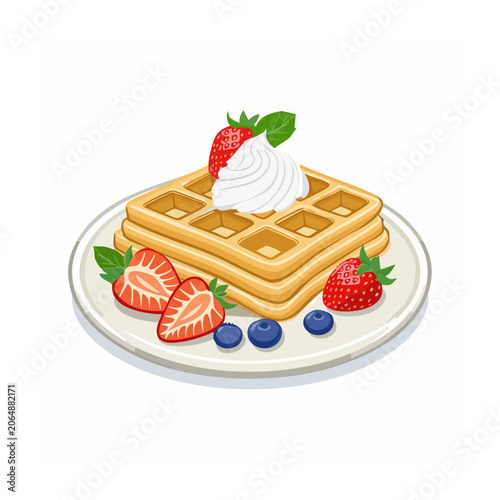 Woven basket with strawberries blueberries and mint