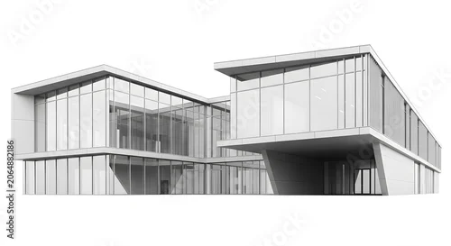 Fototapeta na wymiar Modern architectural illustration of a sleek glass building exterior
