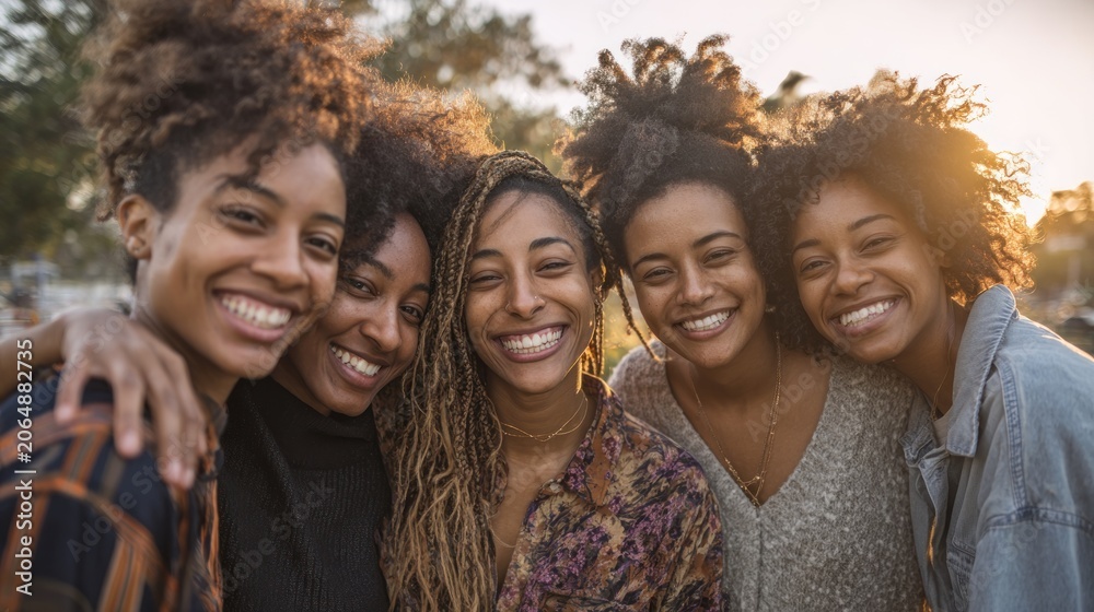Fototapeta premium Group of young women smiling outdoors