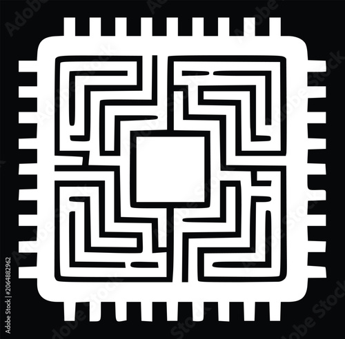 Computer Processor Chip Circuit Icon