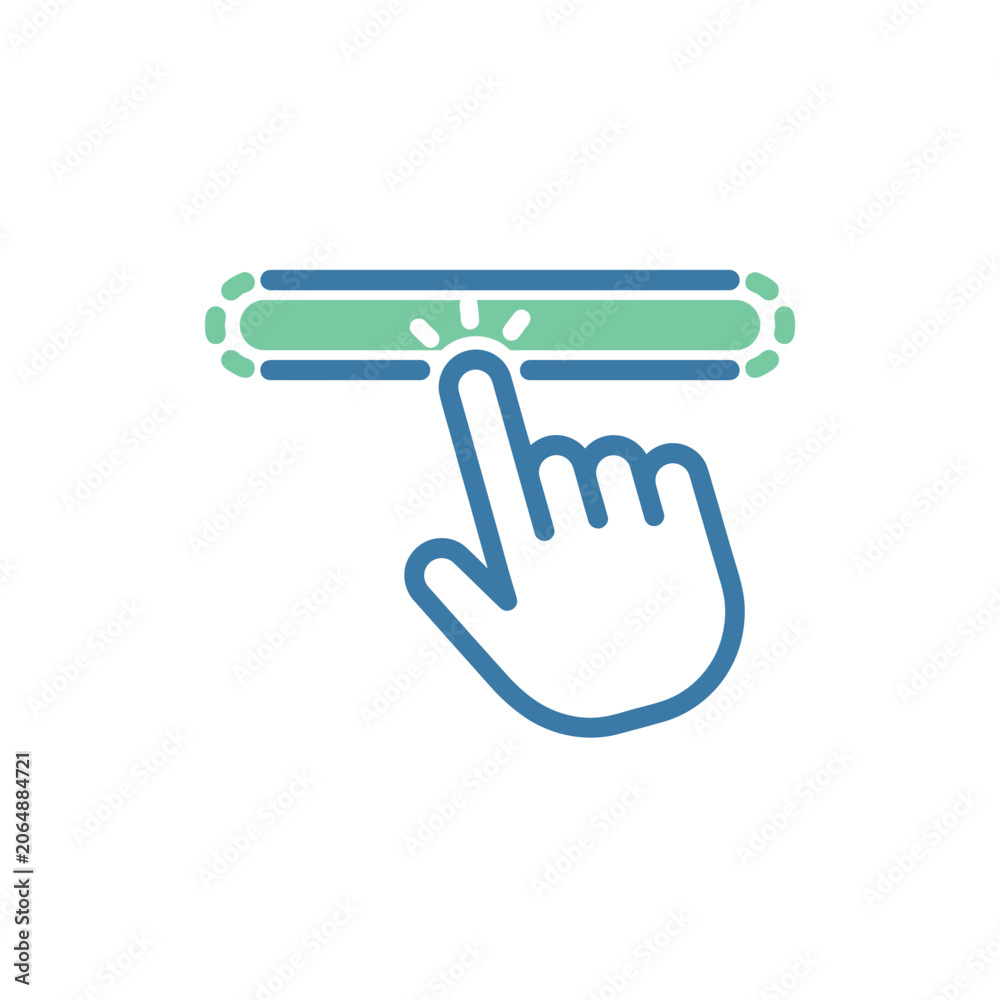 Obraz premium Hand icon clicking on a horizontal toggle switch button.