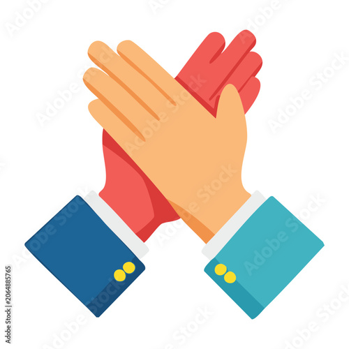 Flat Design Illustration of Clapping Hands in Business Attire