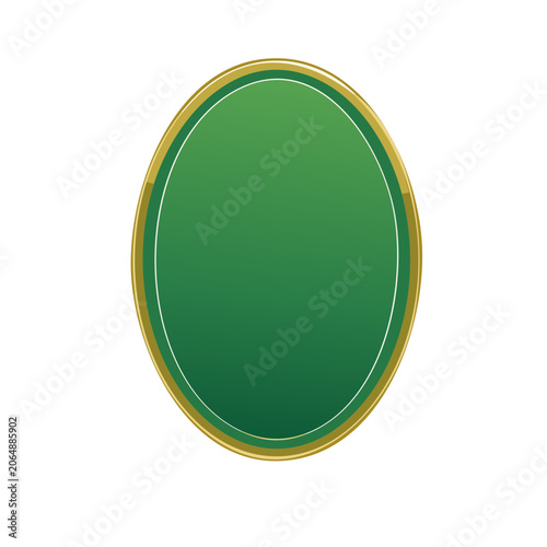 Green oval with gold border on transparent background