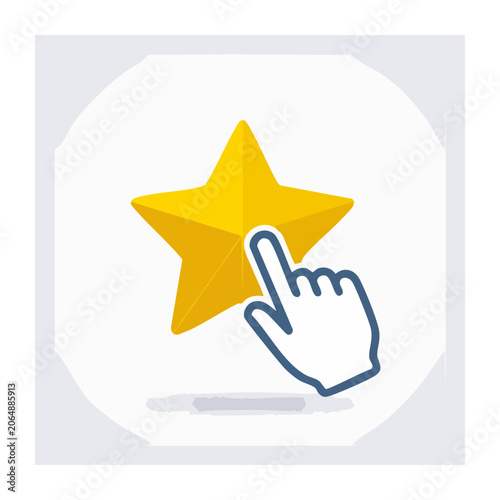 Hand clicking yellow star icon