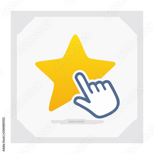 Hand pointing at yellow star icon