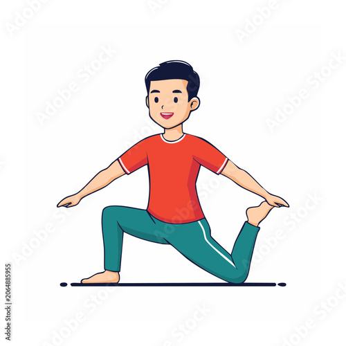 Man doing lunge exercise in flat vector style