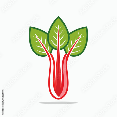 Stylized Rhubarb Stalks and Leaves Icon