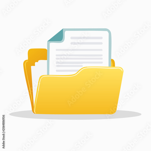 Yellow Folder with Documents Icon