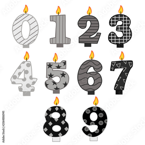 Monochrome candle number design