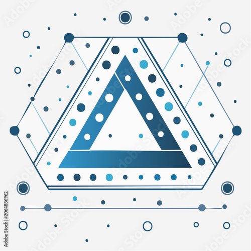 Abstract Geometric Triangle and Hexagon with Dots