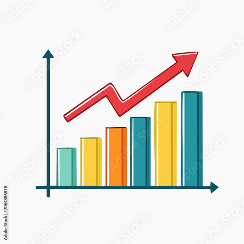 Bar Chart with Upward Trend Arrow
