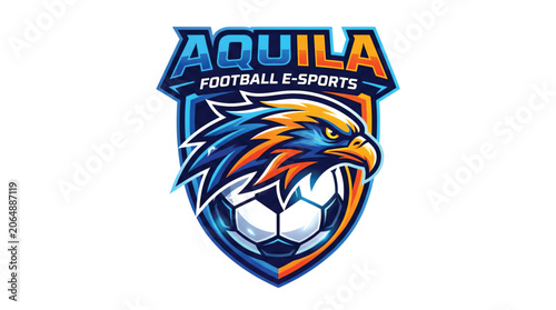 Dynamic Professional Eagle Mascot Emblem Featuring a Soccer Ball for Competitive Gaming and Sports Team Identity Branding Design
