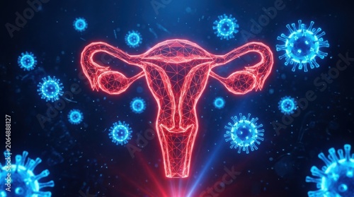 Virus particles around human female reproductive system