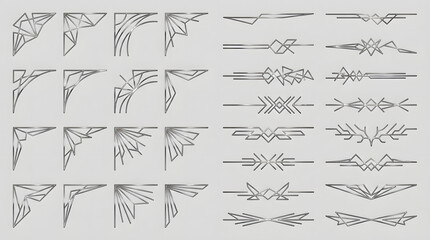 Collection of Geometric Line Art Corner Borders and Dividers for Design