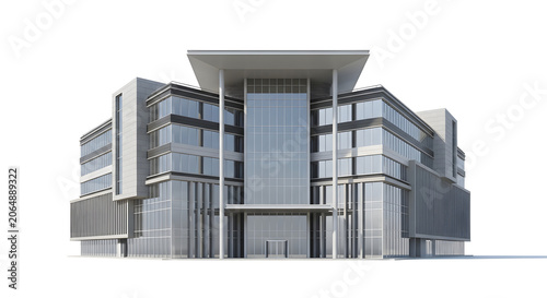 Modern office building exterior with sleek glass and steel architecture design