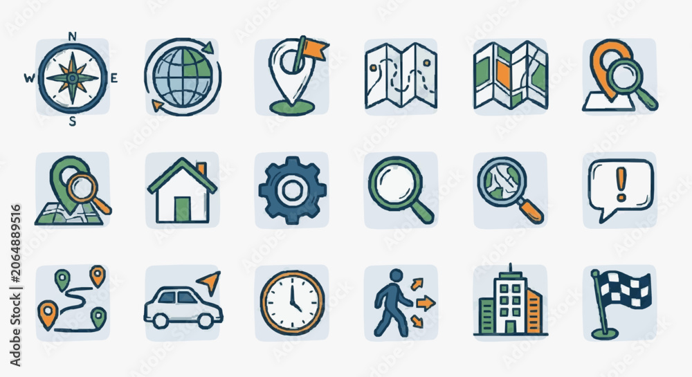 Fototapeta premium Icon Set of Navigation and Utility Symbols.