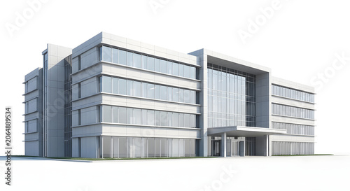 A large modern office building with sleek glass and metal exterior architecture