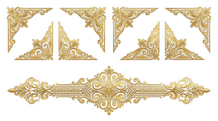 Elegant Golden Decorative Flourishes and Ornaments for Design Projects