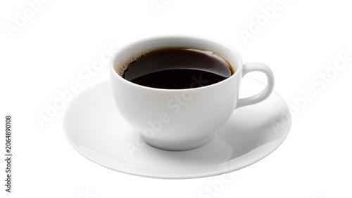Foto A white cup of black coffee on a saucer isolated on transparent background