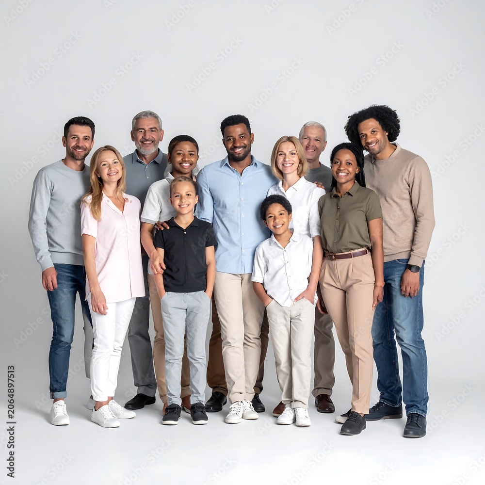 Fototapeta premium A diverse group of people of various ages and ethnicities standing together