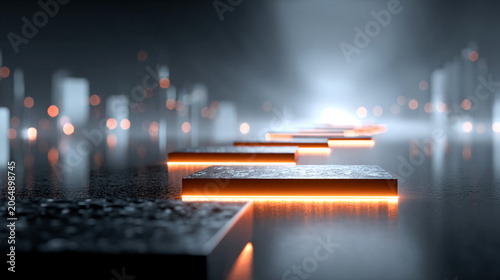 Abstract glowing pathway symbolizing business growth opportunity expansion and strategic success concept with modern digital business future environment