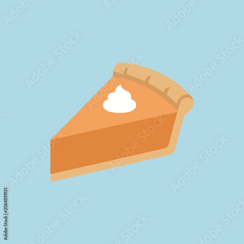 A single slice of orange pumpkin pie with whipped cream topping