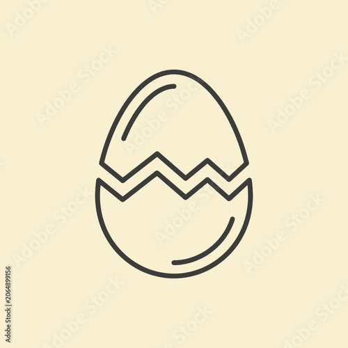 A simple line art illustration of a cracked egg icon